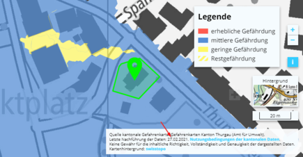 Datum der letzten Nachführung in der Quellenangabe zur gewählten Karte