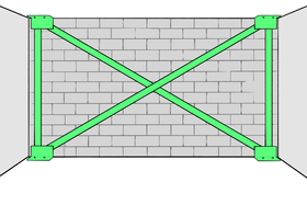 Erdbebenertüchtigung von Mauerwerk mit aufgeklebten, in den Decken verankerten Lamellen.