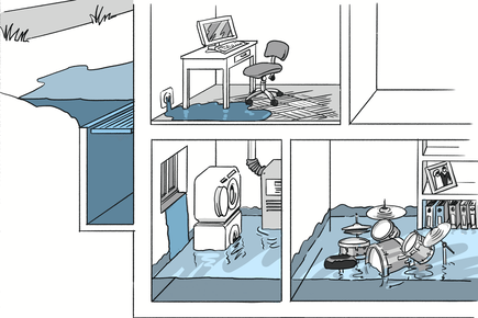 Hochwassersituation im Erd- und Untergeschoss eines Wohnhaus